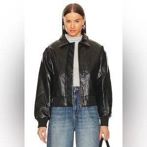 Revolve Superdown Black x bridget katrina oversized jacket SZ Large Faux Leather